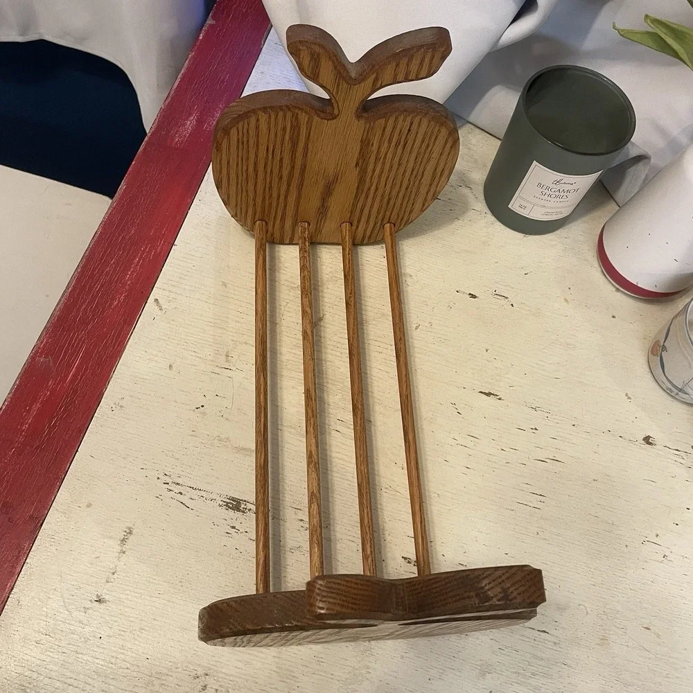 Vintage Wooden Sliding Bookend, Apple Cutout, Farmhouse Decor 15